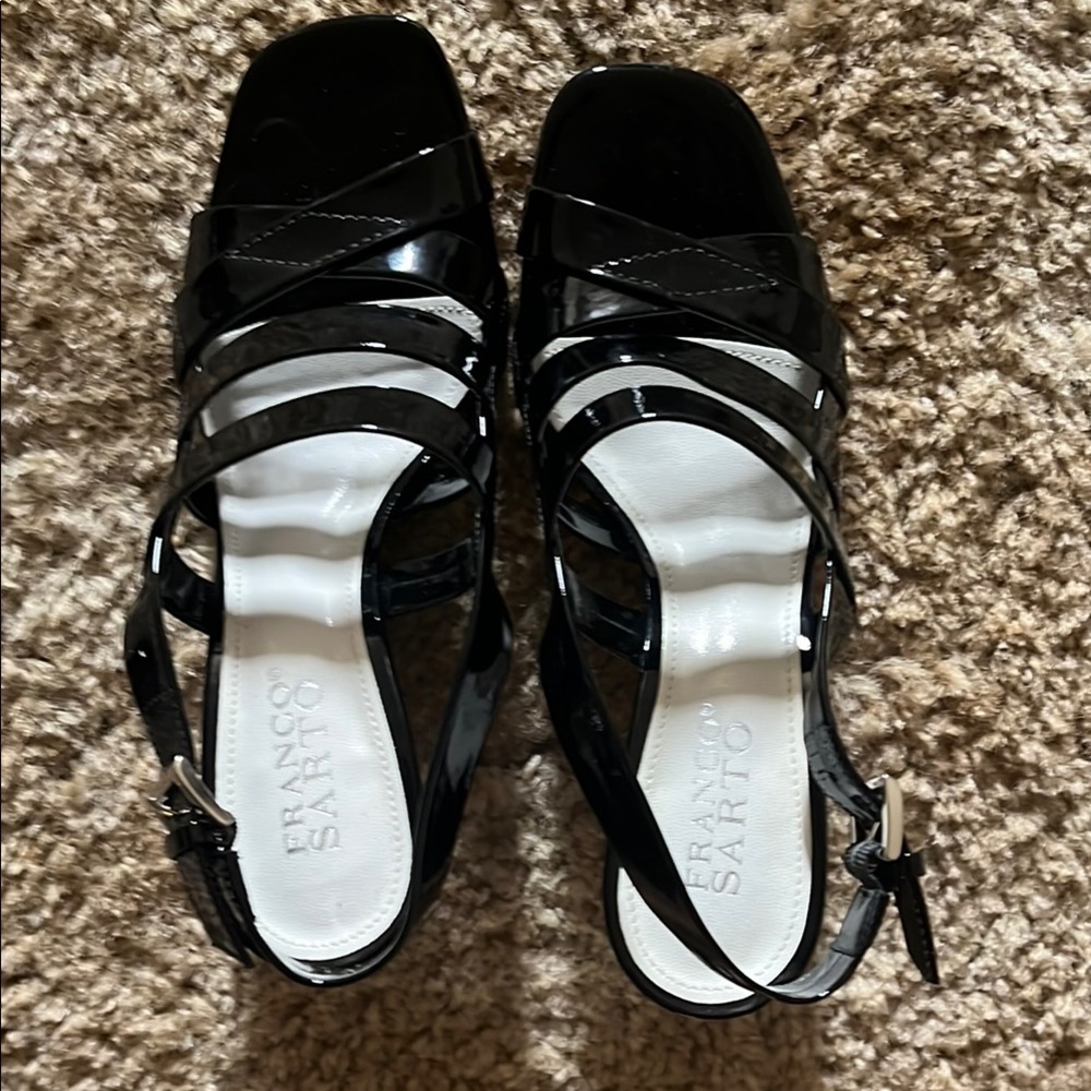 Franco Sarto Black Patent Heels
